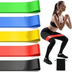 5 Set of Stretch Bands for Booty Legs, with Instruction Manual and Carry Bag